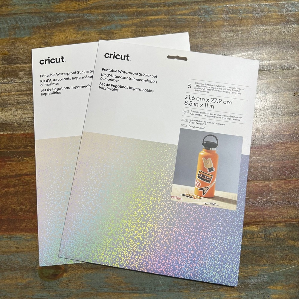 Cricut Printable Waterproof Sticker Set Holographic 5 Sheets 8.5x11 10 Total